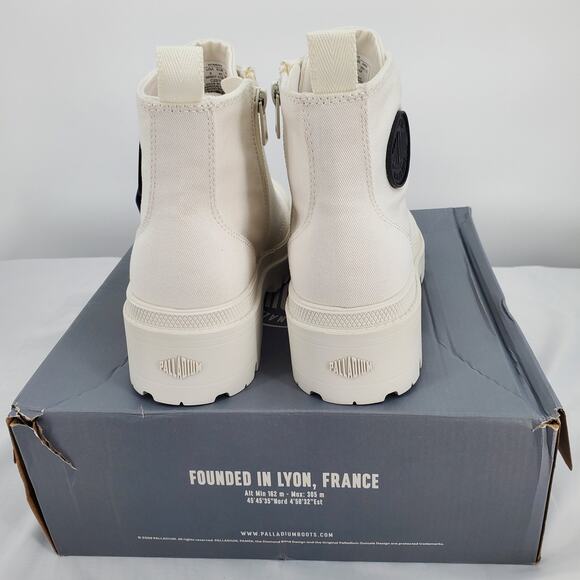 Palladium Unisex W8/M6.5 Pallabase Twill Platform Boots Star White 96907-116-M - Picture 3 of 9